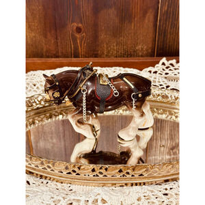 Vintage Clydesdale Staffordshire Reproduction England Ceramic/Porcelain Horse 5"